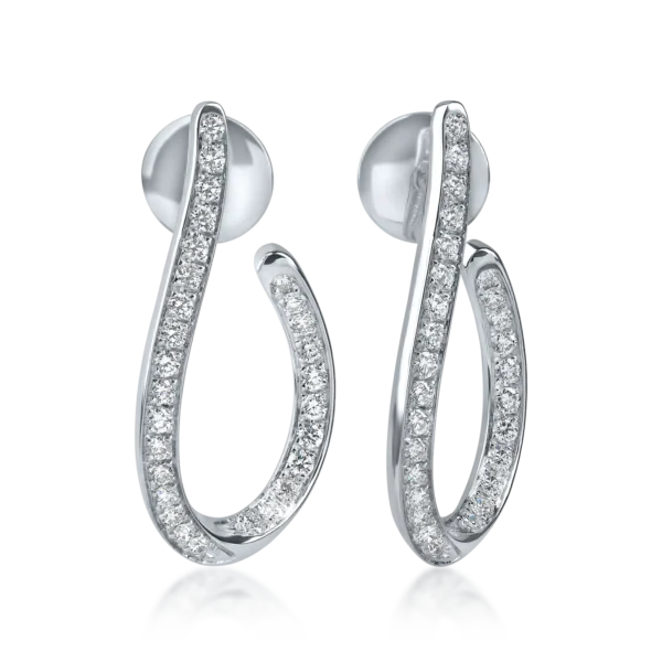 Cercei din aur alb cu diamante microsetting de 0.9ct