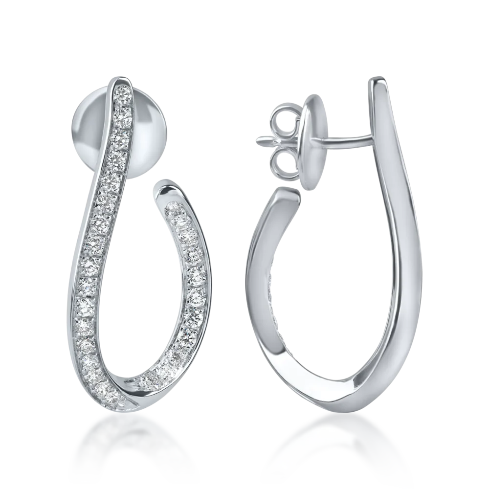 Cercei din aur alb cu diamante microsetting de 0.9ct - imagine 3