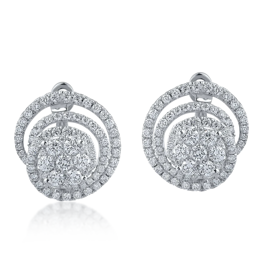 Cercei din aur alb cu diamante microsetting de 0.9ct - imagine 2