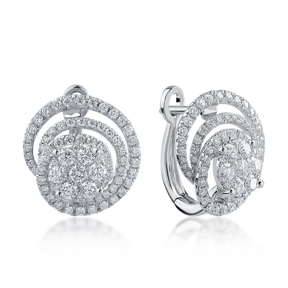 Cercei din aur alb cu diamante microsetting de 0.9ct