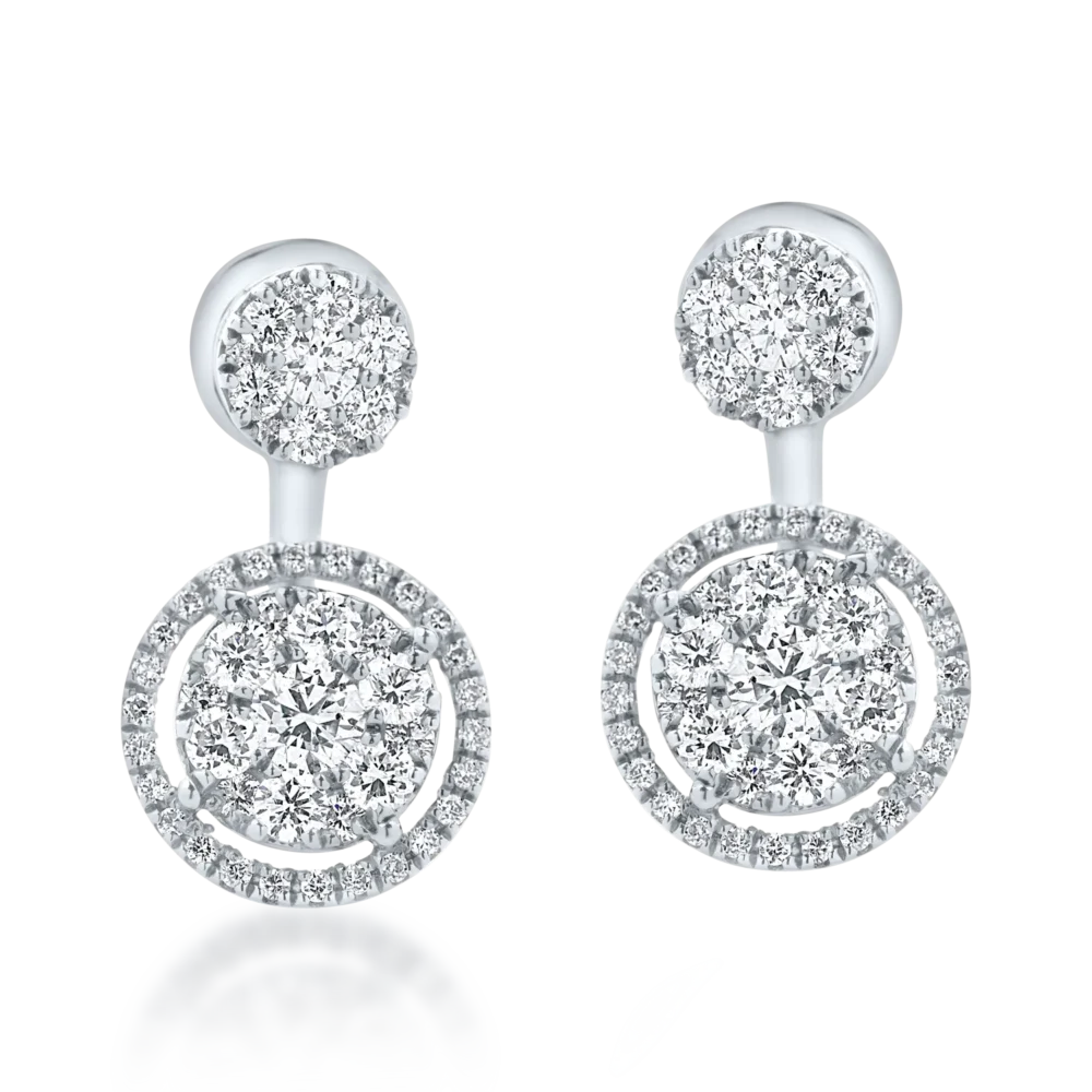 Cercei din aur alb cu diamante microsetting de 1.2ct - imagine 2