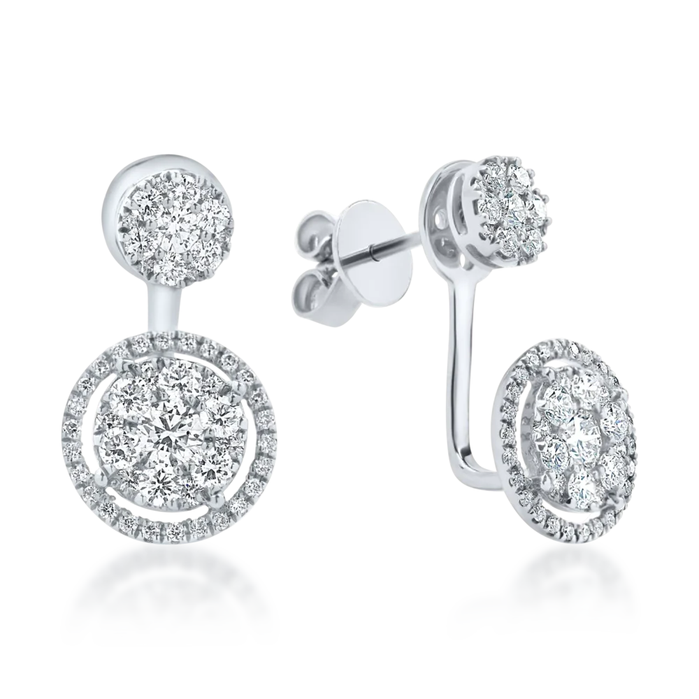 Cercei din aur alb cu diamante microsetting de 1.2ct