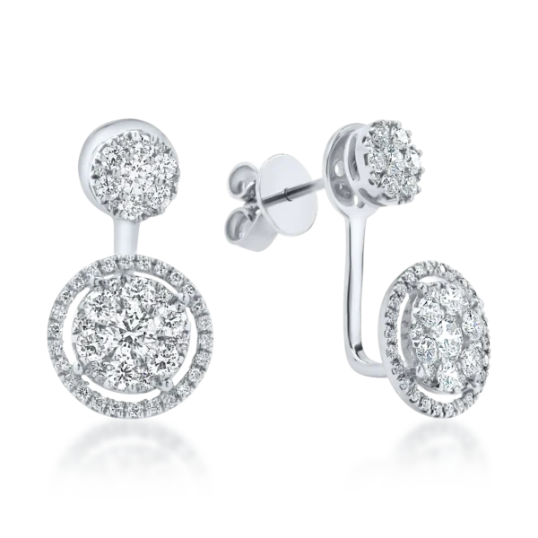 Cercei din aur alb cu diamante microsetting de 1.2ct