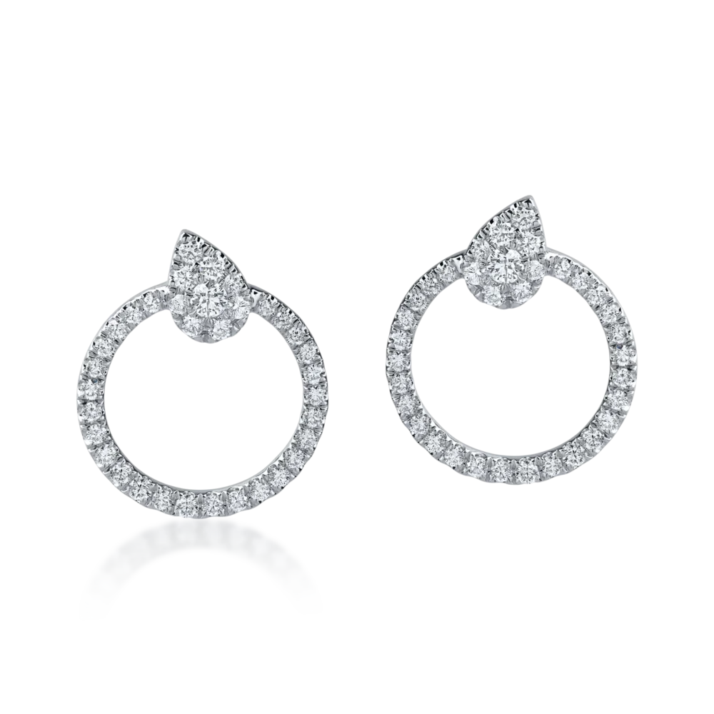 Cercei din aur alb cu diamante microsetting de 1.3ct - imagine 2