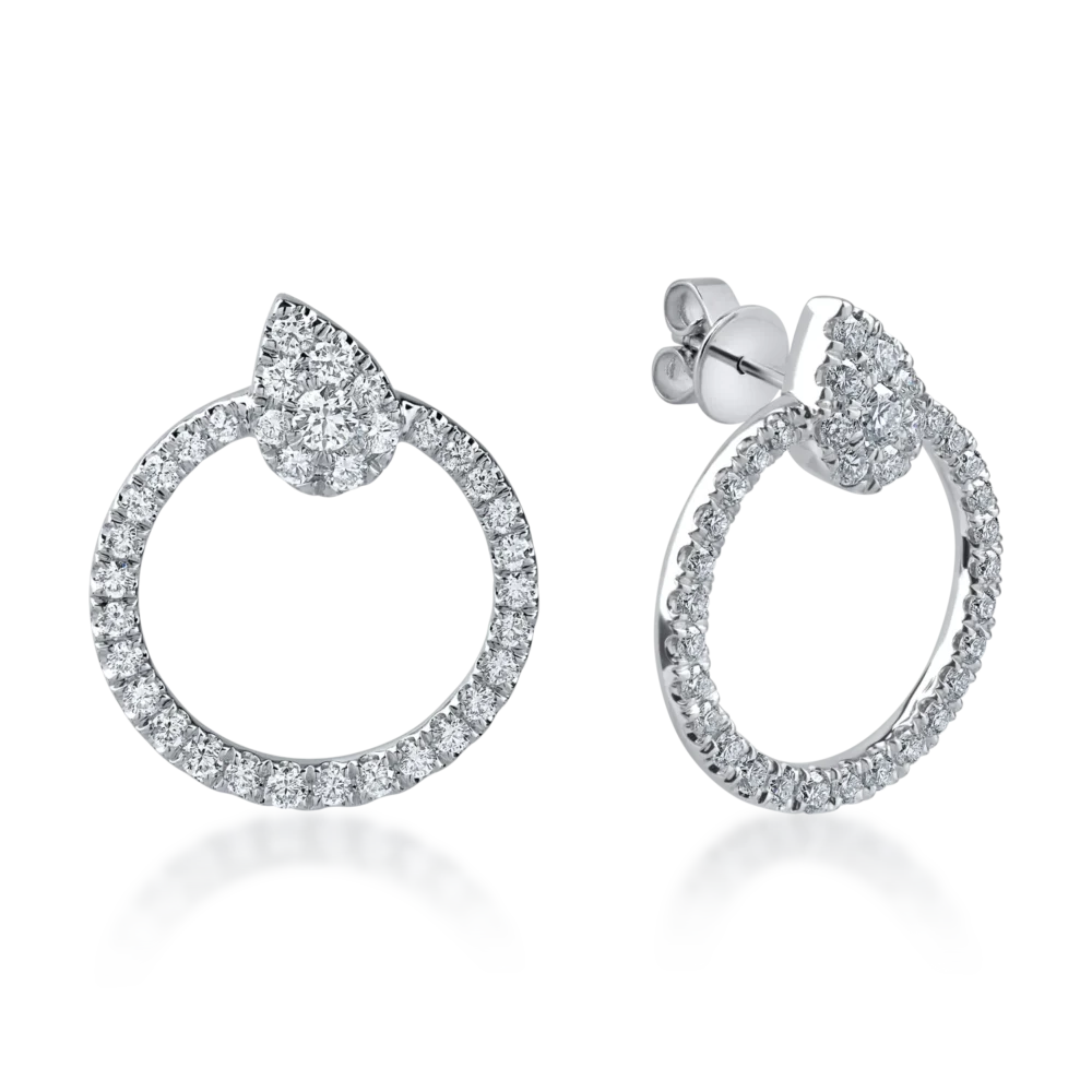 Cercei din aur alb cu diamante microsetting de 1.3ct