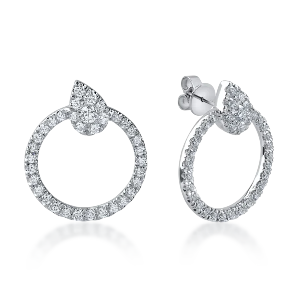 Cercei din aur alb cu diamante microsetting de 1.3ct