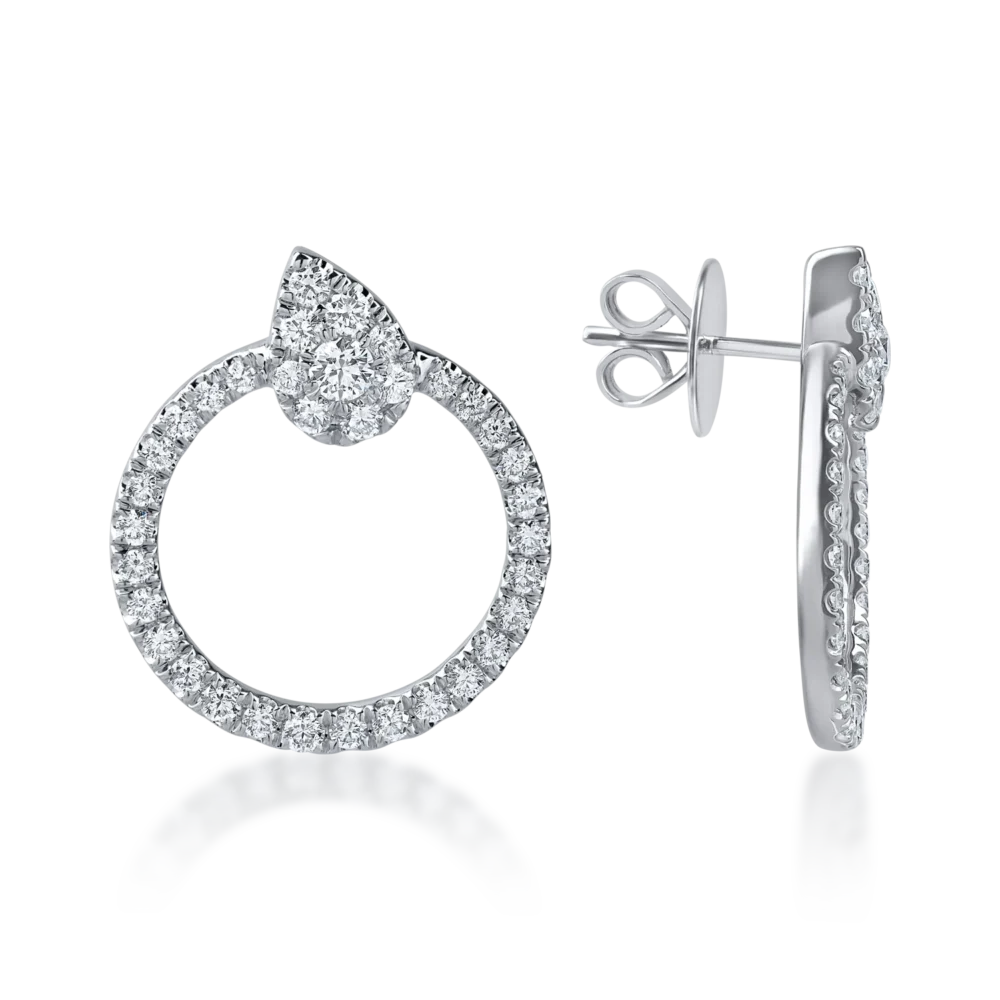 Cercei din aur alb cu diamante microsetting de 1.3ct - imagine 3