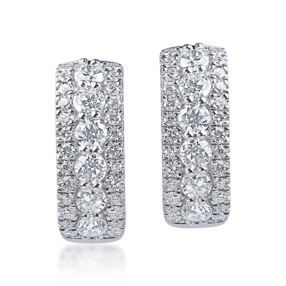 Cercei din aur alb cu diamante microsetting de 1.3ct - imagine 2