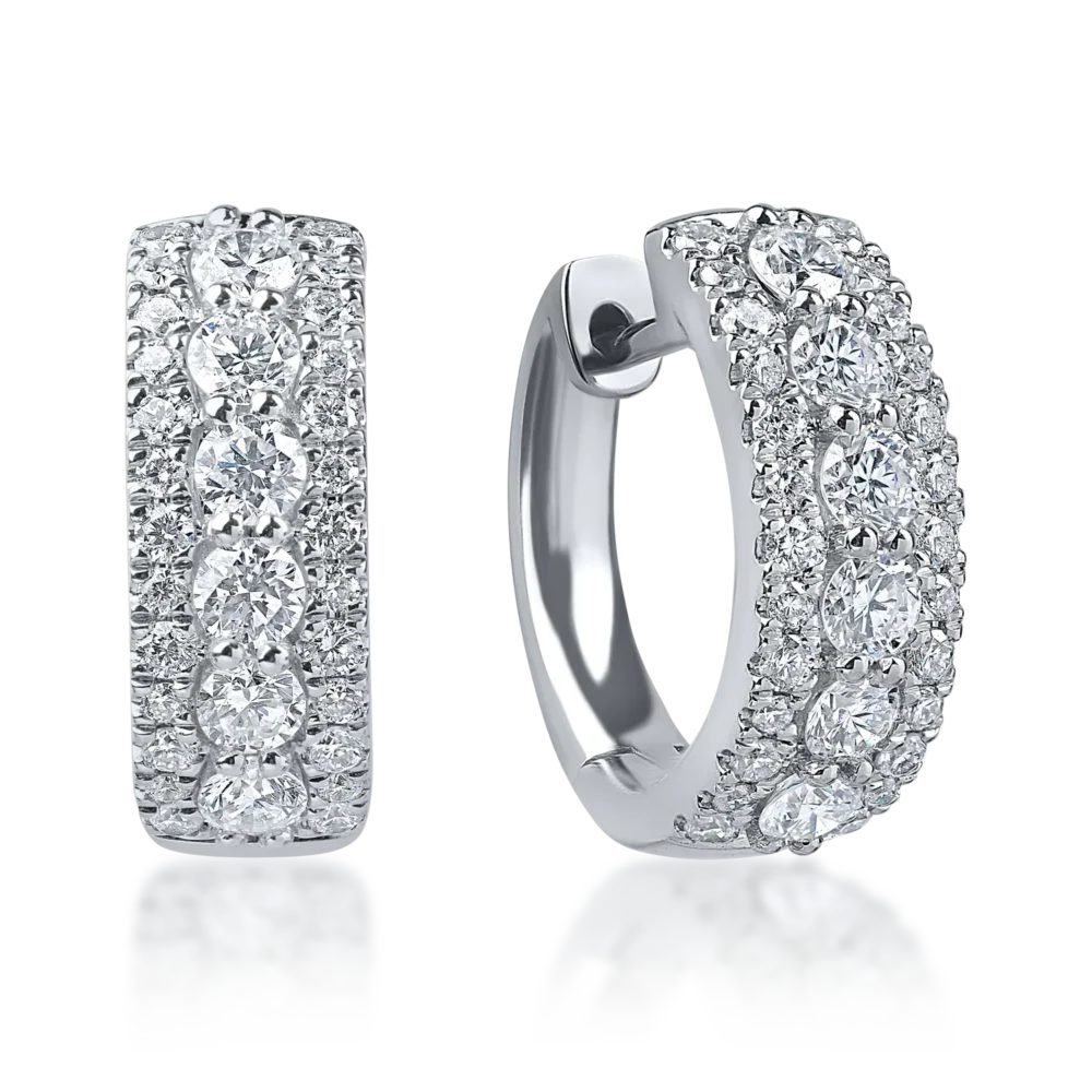 Cercei din aur alb cu diamante microsetting de 1.3ct