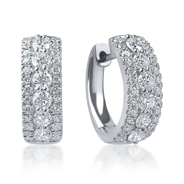 Cercei din aur alb cu diamante microsetting de 1.3ct