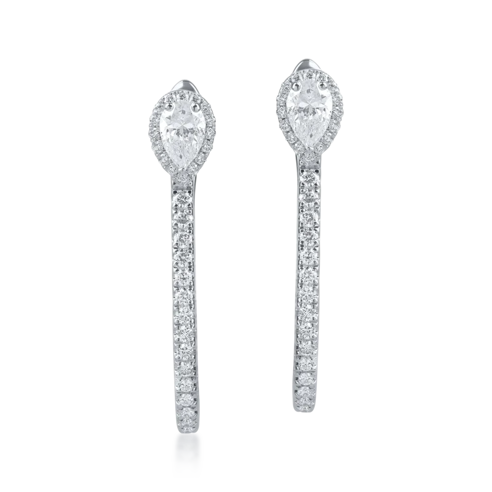 Cercei din aur alb cu diamante microsetting de 1.4ct - imagine 2