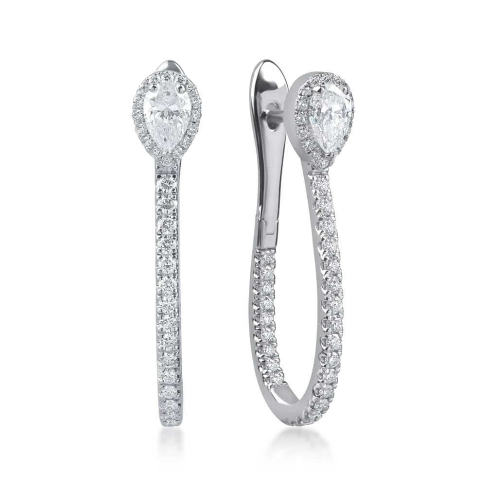 Cercei din aur alb cu diamante microsetting de 1.4ct