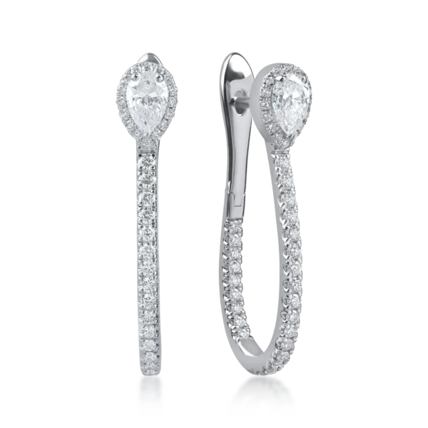 Cercei din aur alb cu diamante microsetting de 1.4ct