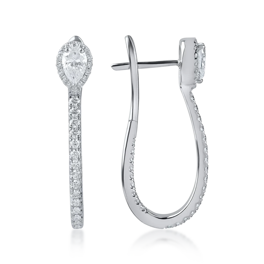 Cercei din aur alb cu diamante microsetting de 1.4ct - imagine 3