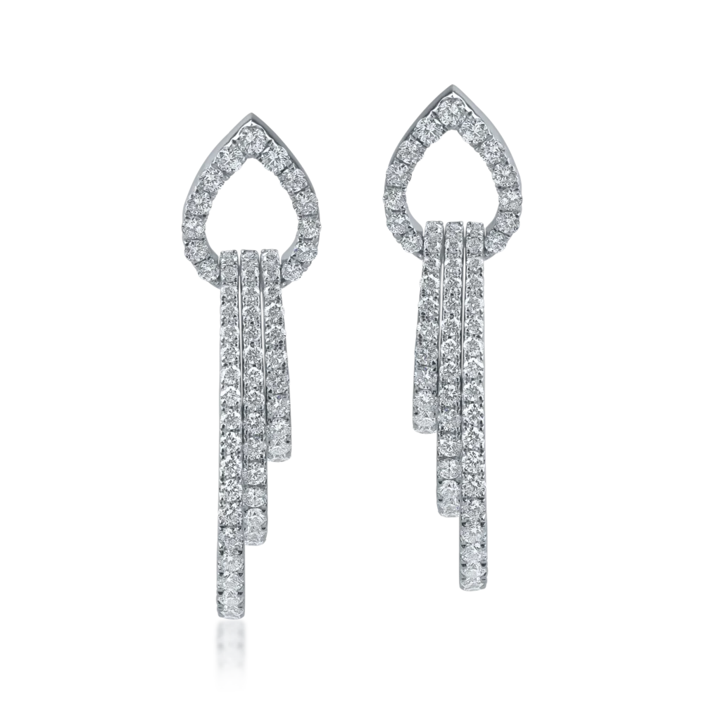 Cercei din aur alb cu diamante microsetting de 1.5ct - imagine 2