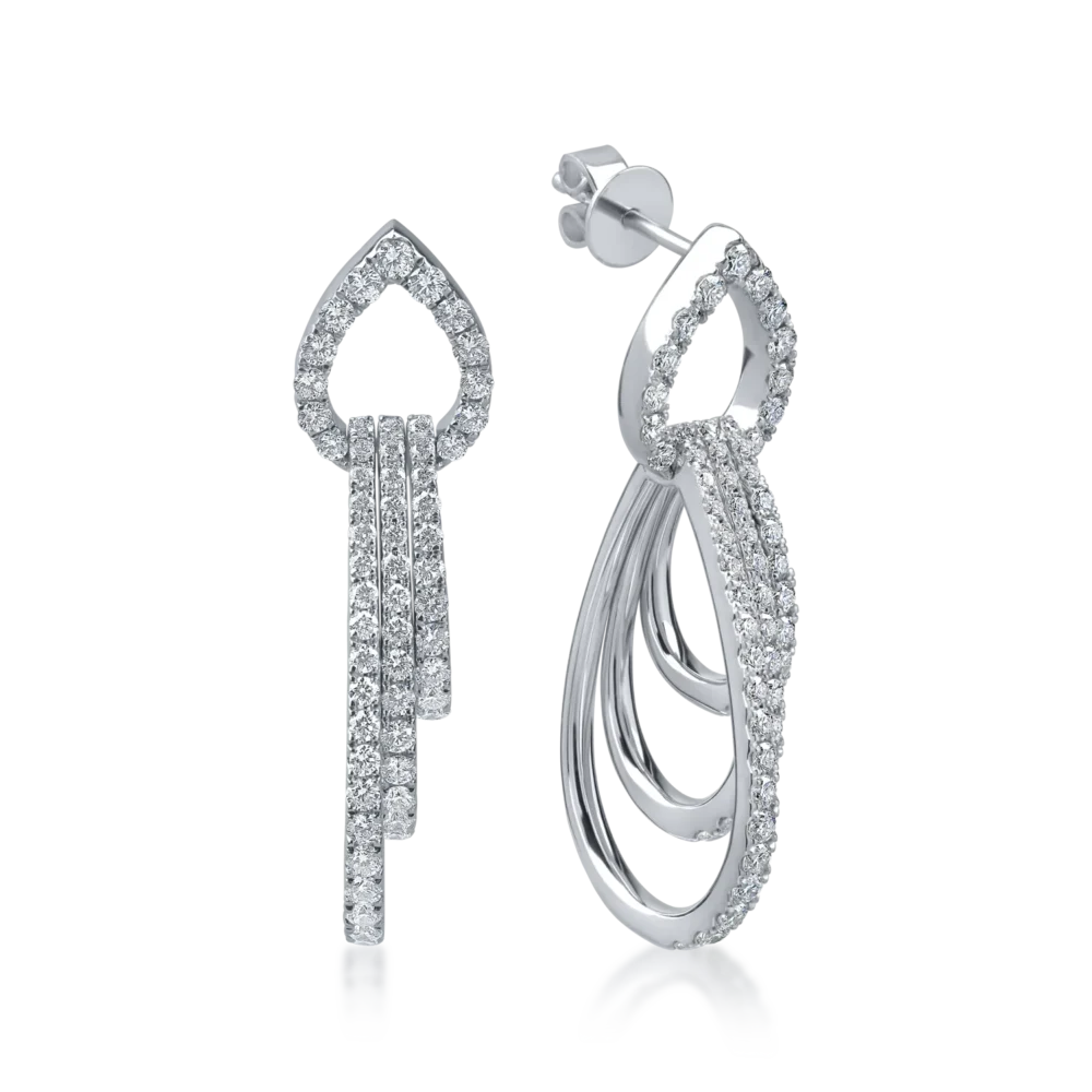 Cercei din aur alb cu diamante microsetting de 1.5ct