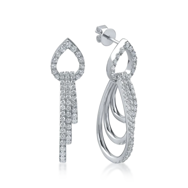 Cercei din aur alb cu diamante microsetting de 1.5ct