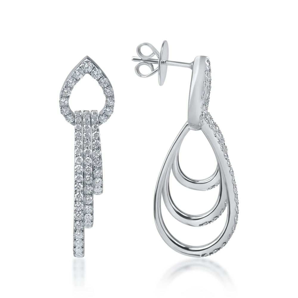 Cercei din aur alb cu diamante microsetting de 1.5ct - imagine 3