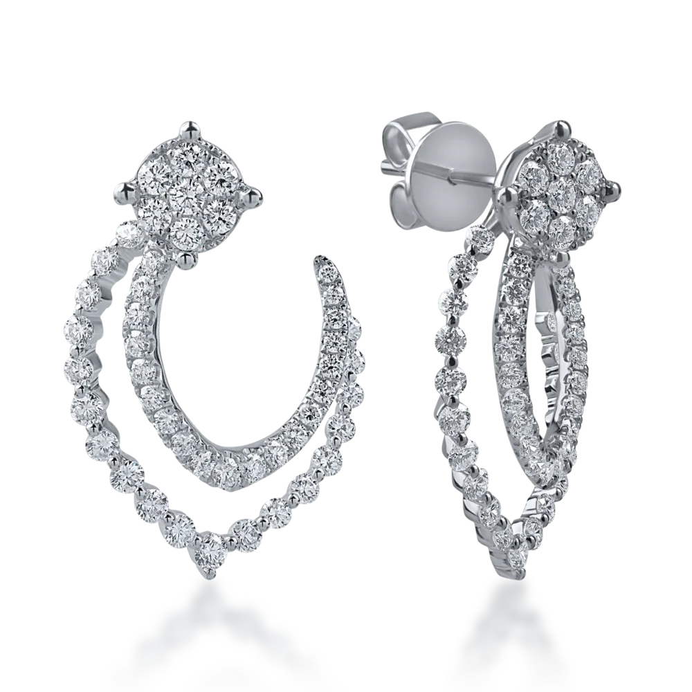 Cercei din aur alb cu diamante microsetting de 1.6ct