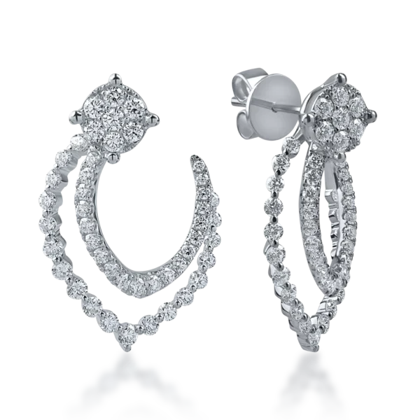 Cercei din aur alb cu diamante microsetting de 1.6ct