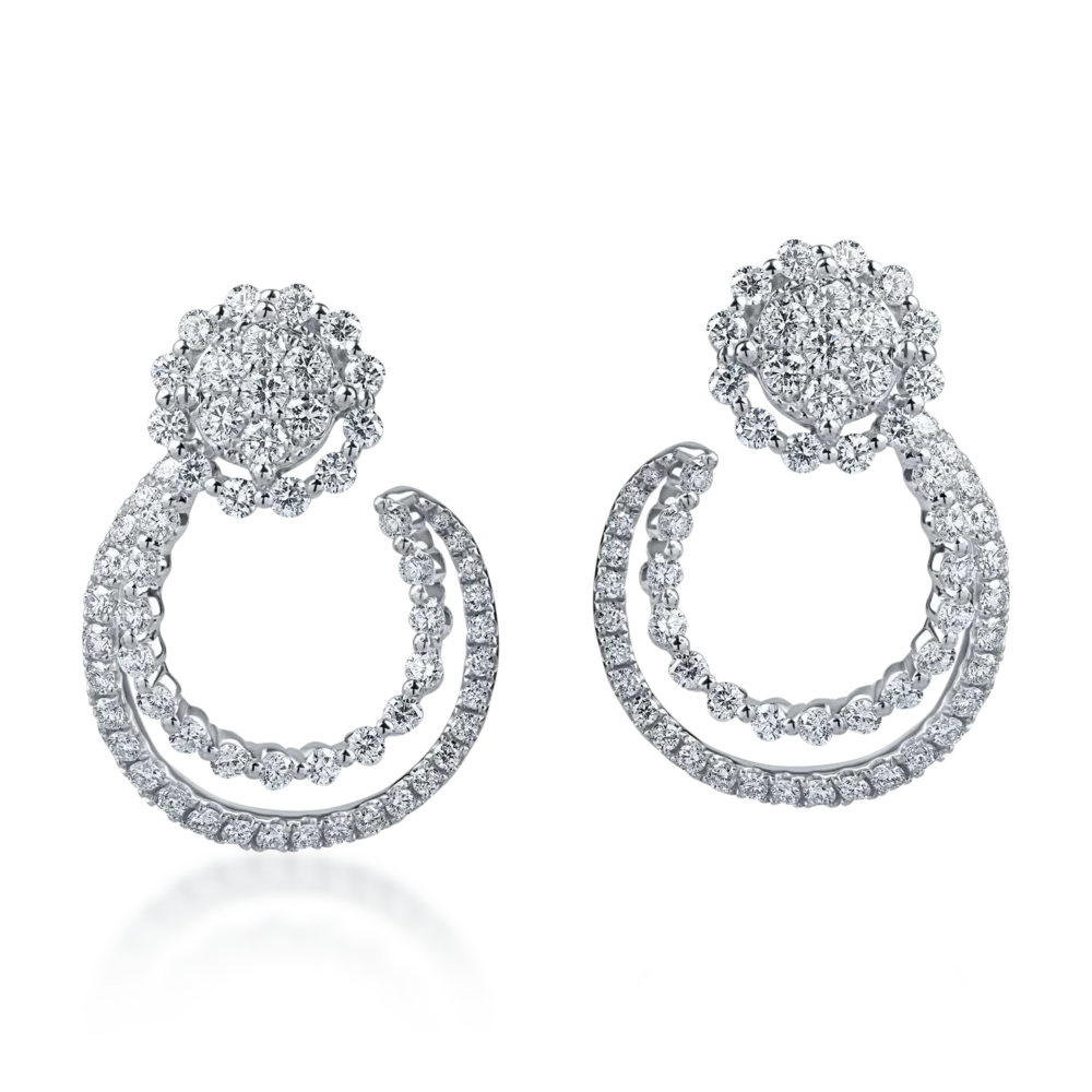 Cercei din aur alb cu diamante microsetting de 1.6ct - imagine 2