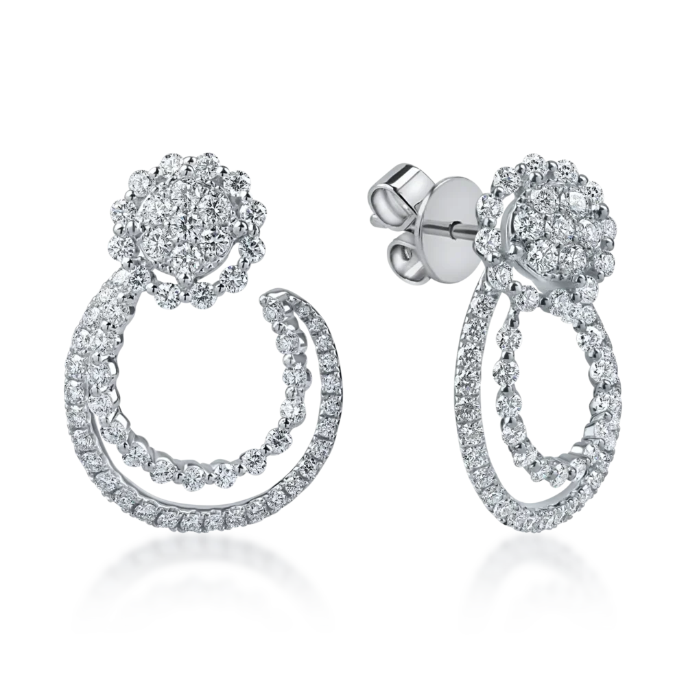 Cercei din aur alb cu diamante microsetting de 1.6ct