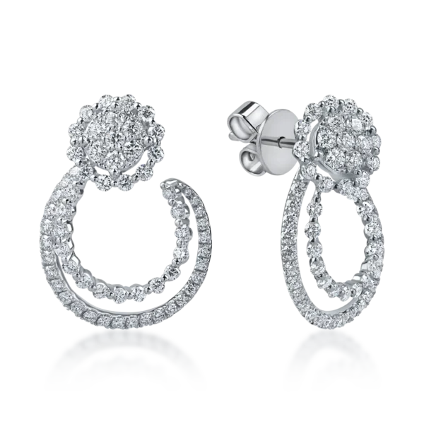 Cercei din aur alb cu diamante microsetting de 1.6ct