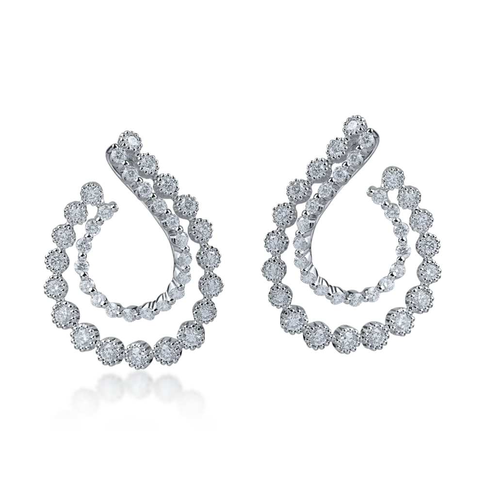 Cercei din aur alb cu diamante microsetting de 1.7ct - imagine 2