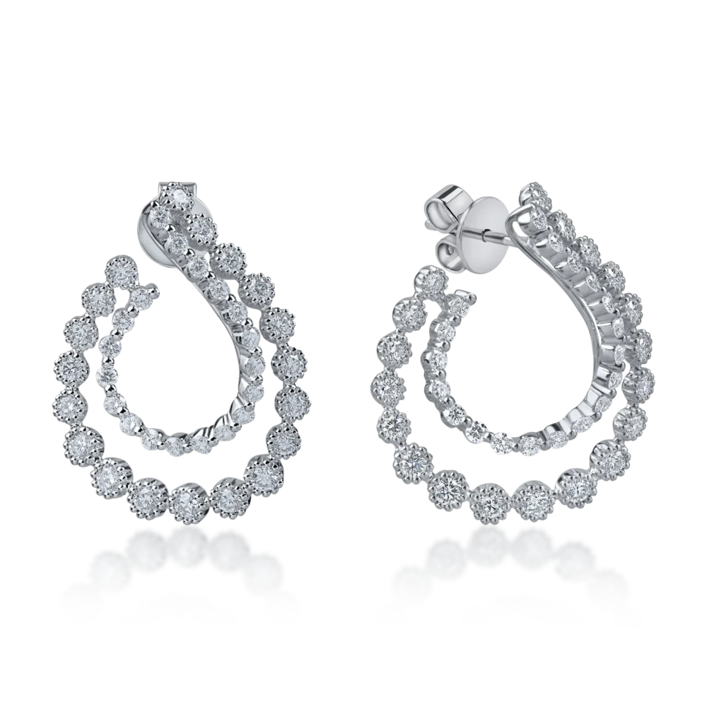 Cercei din aur alb cu diamante microsetting de 1.7ct