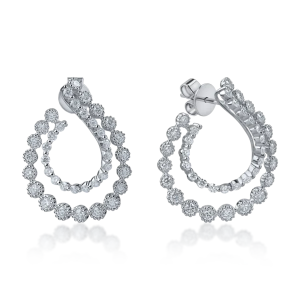 Cercei din aur alb cu diamante microsetting de 1.7ct