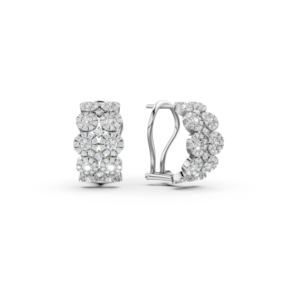 Cercei din aur alb cu diamante microsetting de 1.8ct