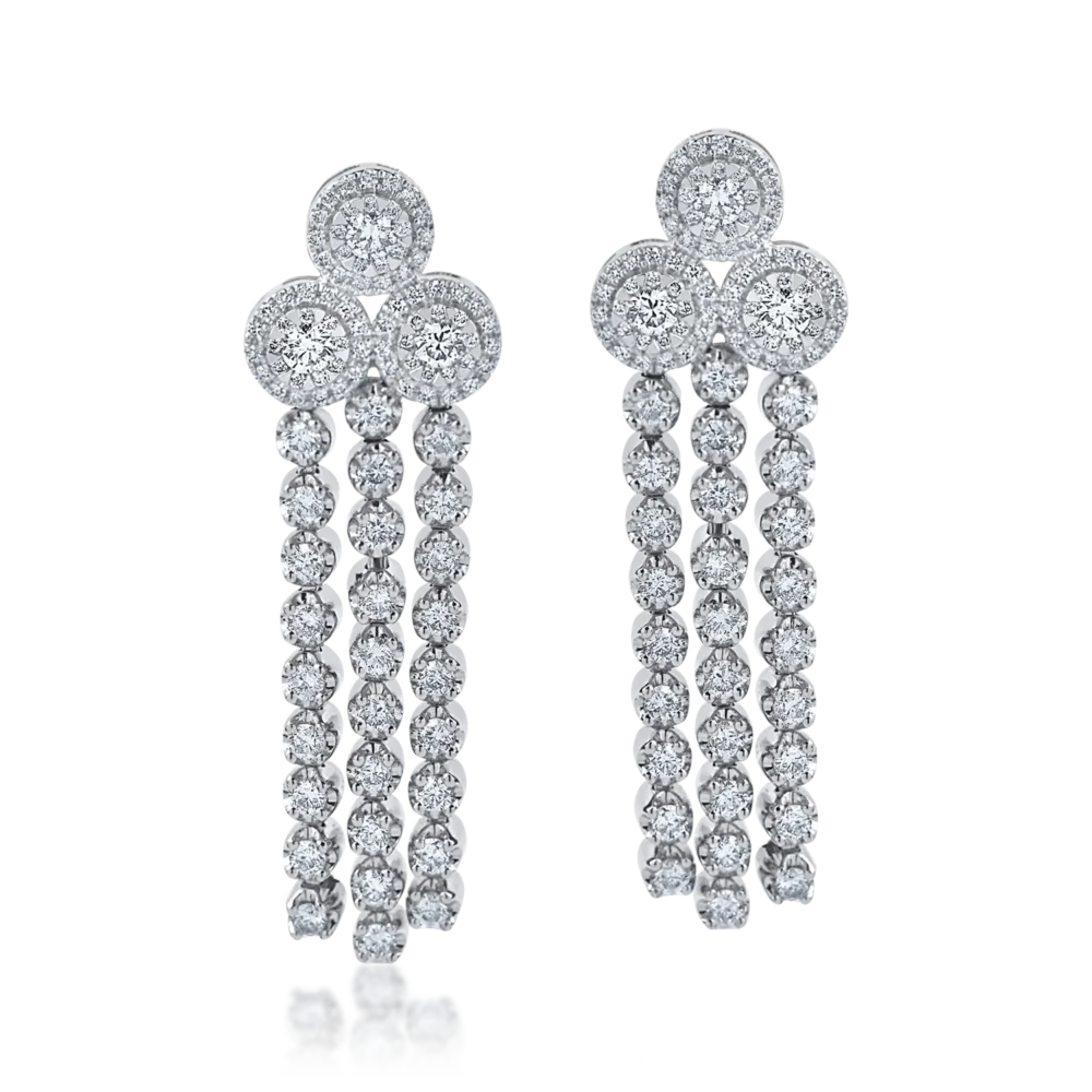 Cercei din aur alb cu diamante microsetting de 1.8ct - imagine 2