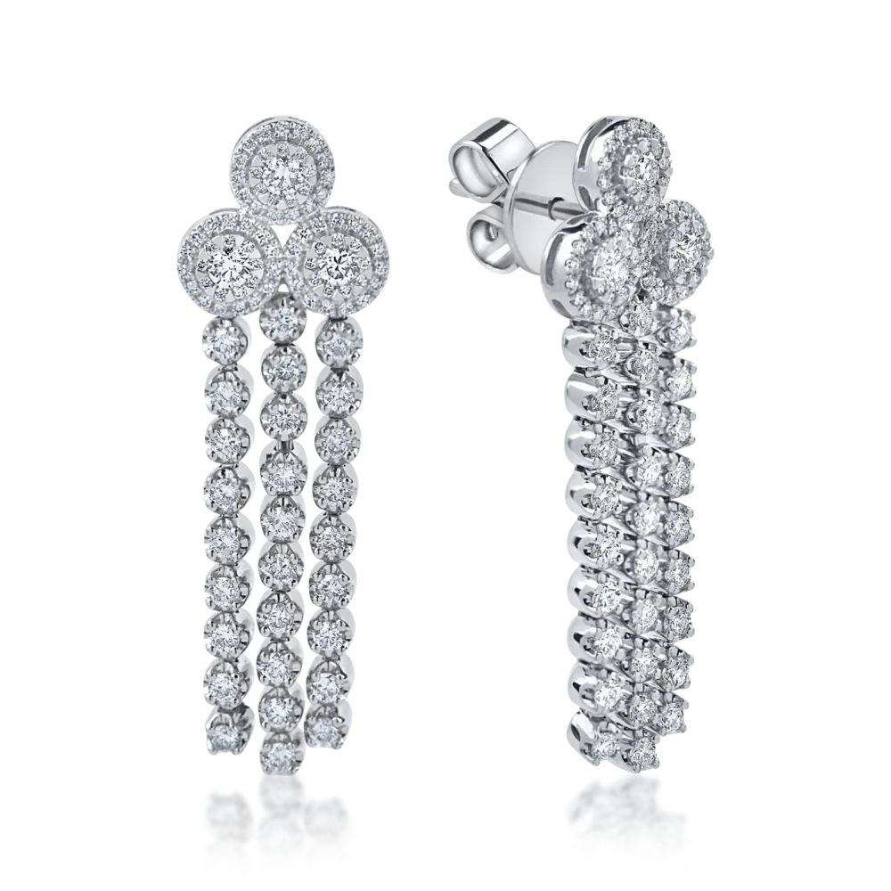 Cercei din aur alb cu diamante microsetting de 1.8ct