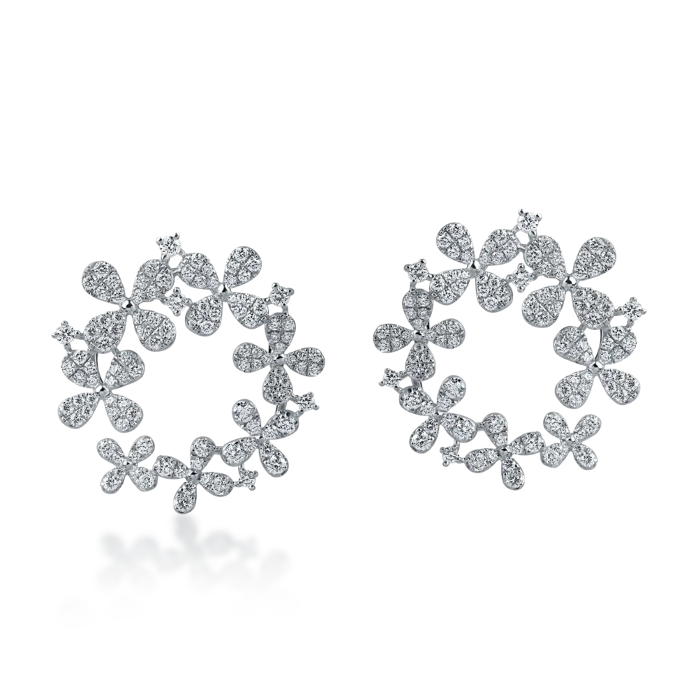 Cercei din aur alb cu diamante microsetting de 1ct - imagine 2