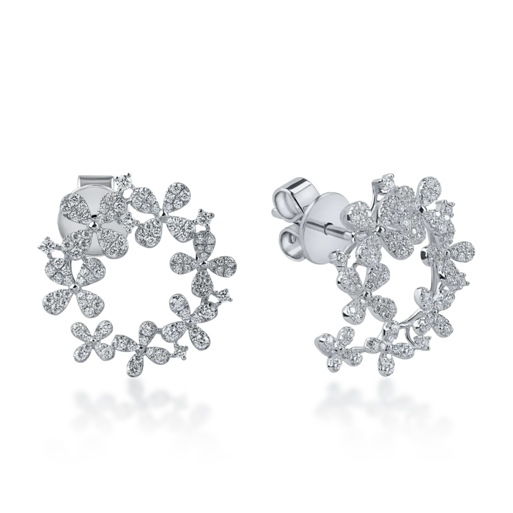 Cercei din aur alb cu diamante microsetting de 1ct