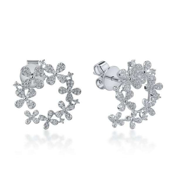 Cercei din aur alb cu diamante microsetting de 1ct