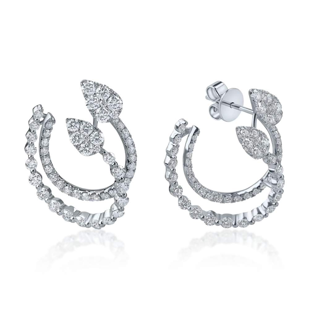 Cercei din aur alb cu diamante microsetting de 2.4ct