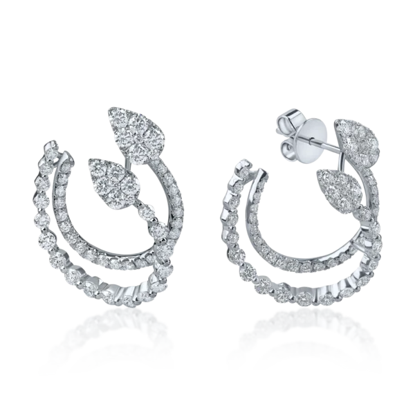 Cercei din aur alb cu diamante microsetting de 2.4ct