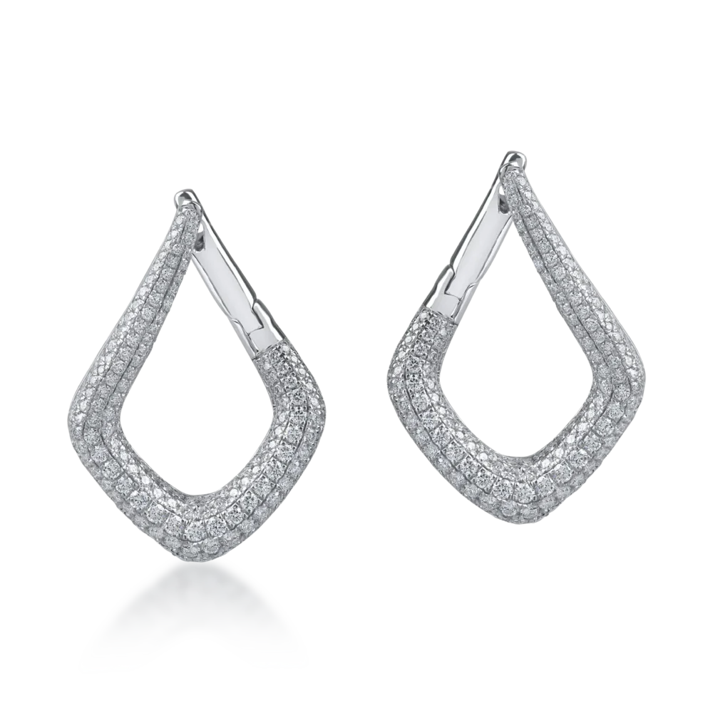 Cercei din aur alb cu diamante microsetting de 2.6ct - imagine 2