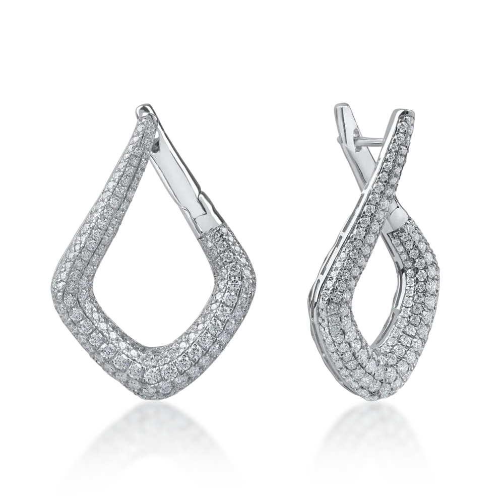 Cercei din aur alb cu diamante microsetting de 2.6ct