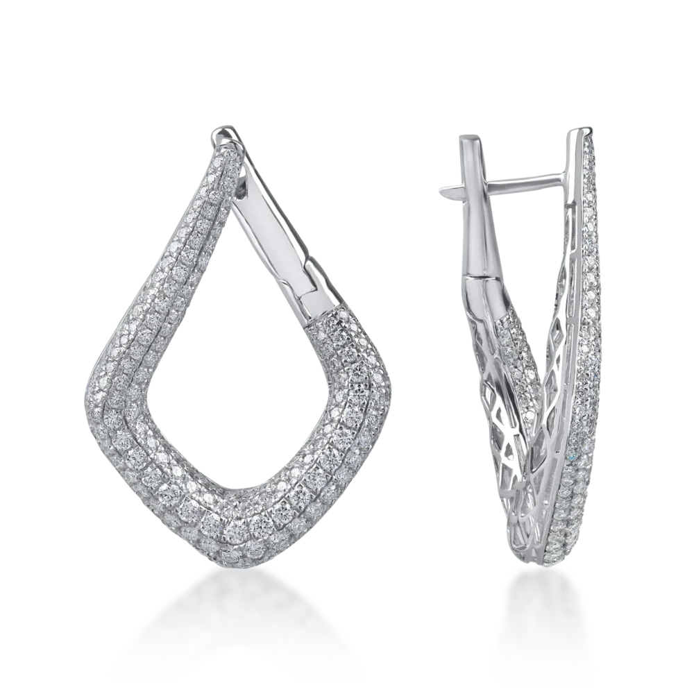 Cercei din aur alb cu diamante microsetting de 2.6ct - imagine 3