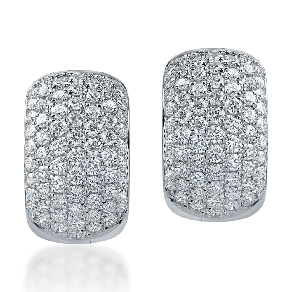 Cercei din aur alb cu diamante microsetting de 2ct - imagine 2