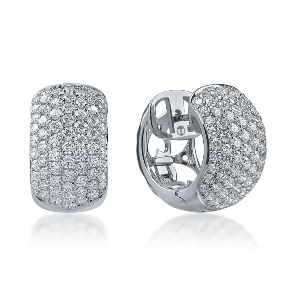 Cercei din aur alb cu diamante microsetting de 2ct