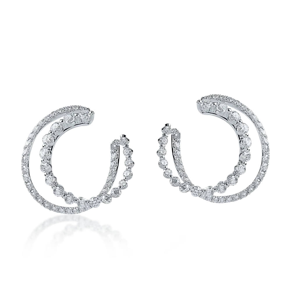 Cercei din aur alb cu diamante microsetting de 3.3ct - imagine 2