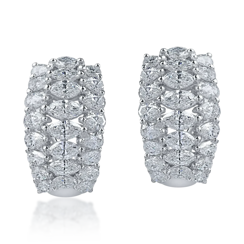 Cercei din aur alb cu diamante marquise si pear microsetting de 3.5ct - imagine 2