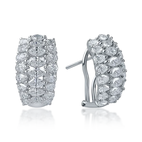 Cercei din aur alb cu diamante marquise si pear microsetting de 3.5ct