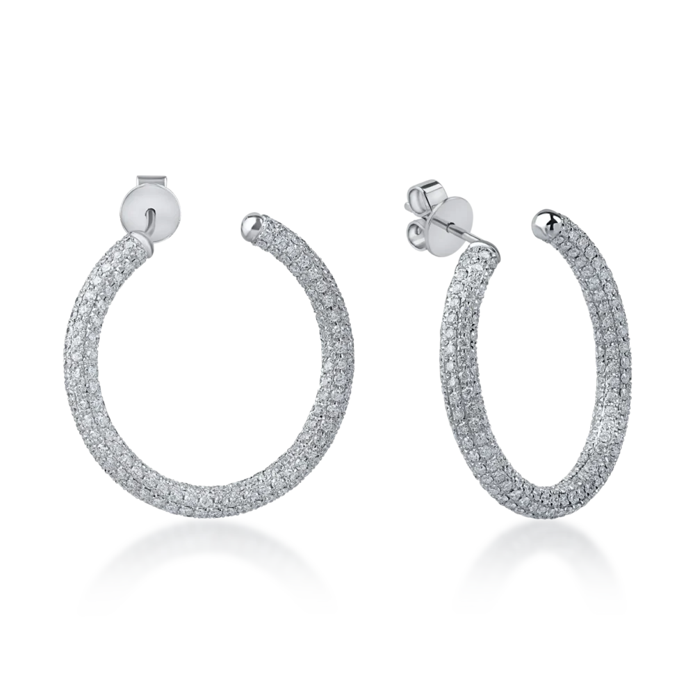 Cercei din aur alb cu diamante microsetting de 4.4ct