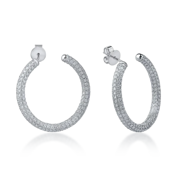 Cercei din aur alb cu diamante microsetting de 4.4ct