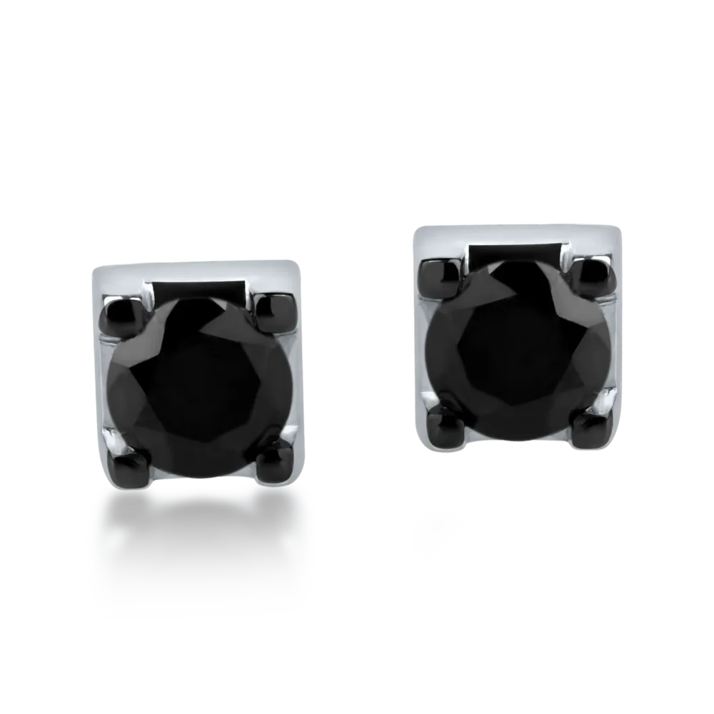 Cercei din aur alb cu diamante negre de 0.34ct - imagine 2