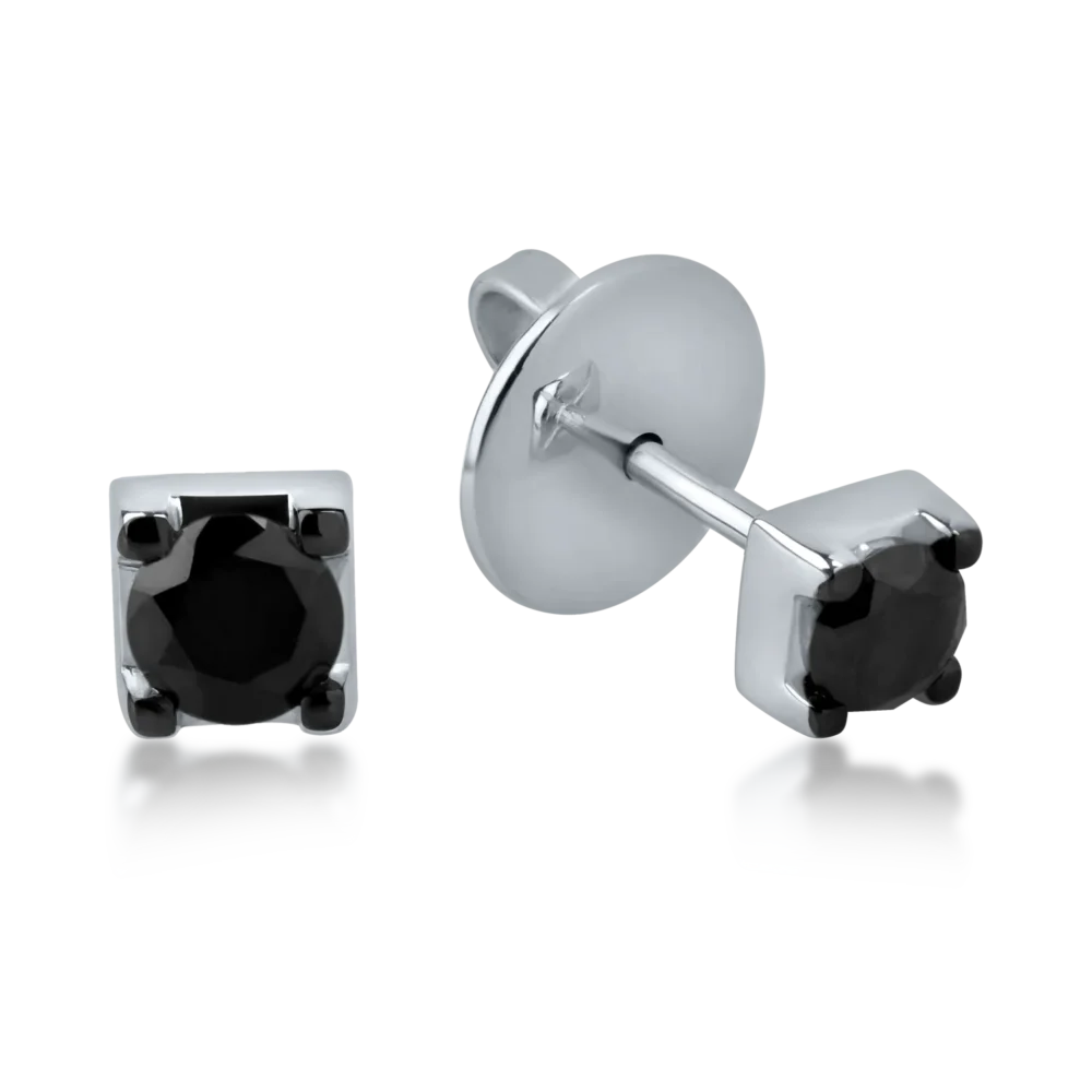 Cercei din aur alb cu diamante negre de 0.34ct